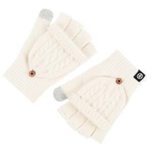 Flip-up Dual-use Half-finger Gloves For Womencold-proof And Warm-keeping