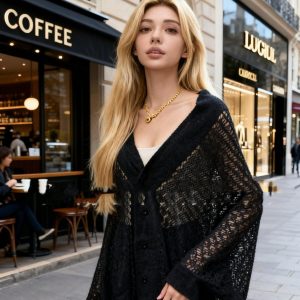 European And American Fashion Bloggers Hollow-out Cardigan Shawl Jacket