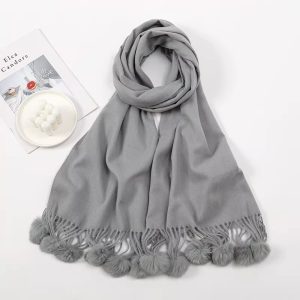 Solid Color Cashmere Like Scarf With Fleece Lining For Extra Warmth
