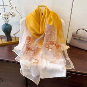 Fashionable Embroidered Long Jacquard Wrap Scarf