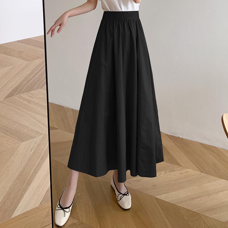 Womens Casual Solid Color Midi Skirt - Image 3