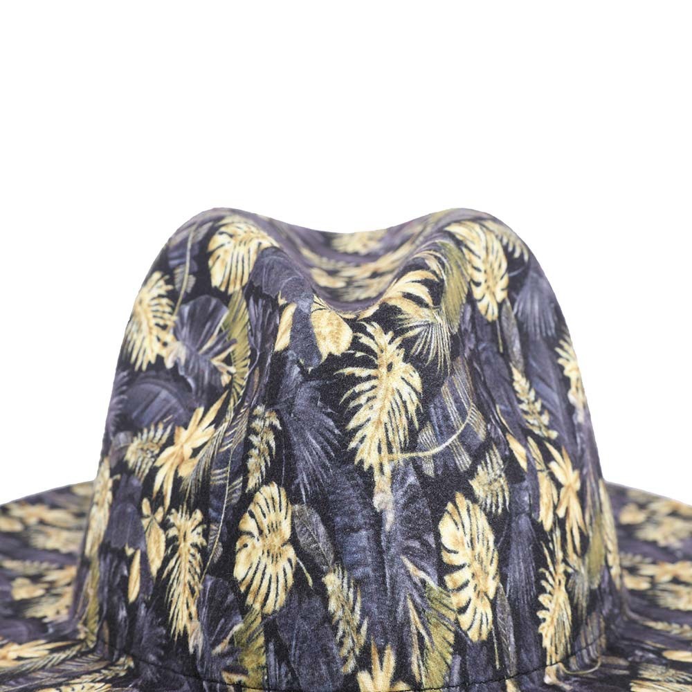 Stylish Leaf-Print Sun-Protective Wide-Brim Gentlemans Hat - Image 3