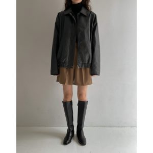 South Korea Chic Early Autumn Retro Handsome Motorcycle Leather Coat