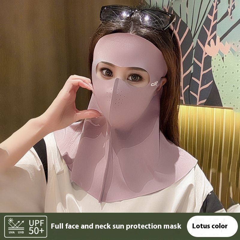 Summer Ice Silk Full Face Seamless Neck And Forehead Integrated Sun Mask - الصورة 7