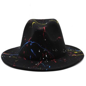 New Unisex Artists Fedora With Colorful Graffiti Paint