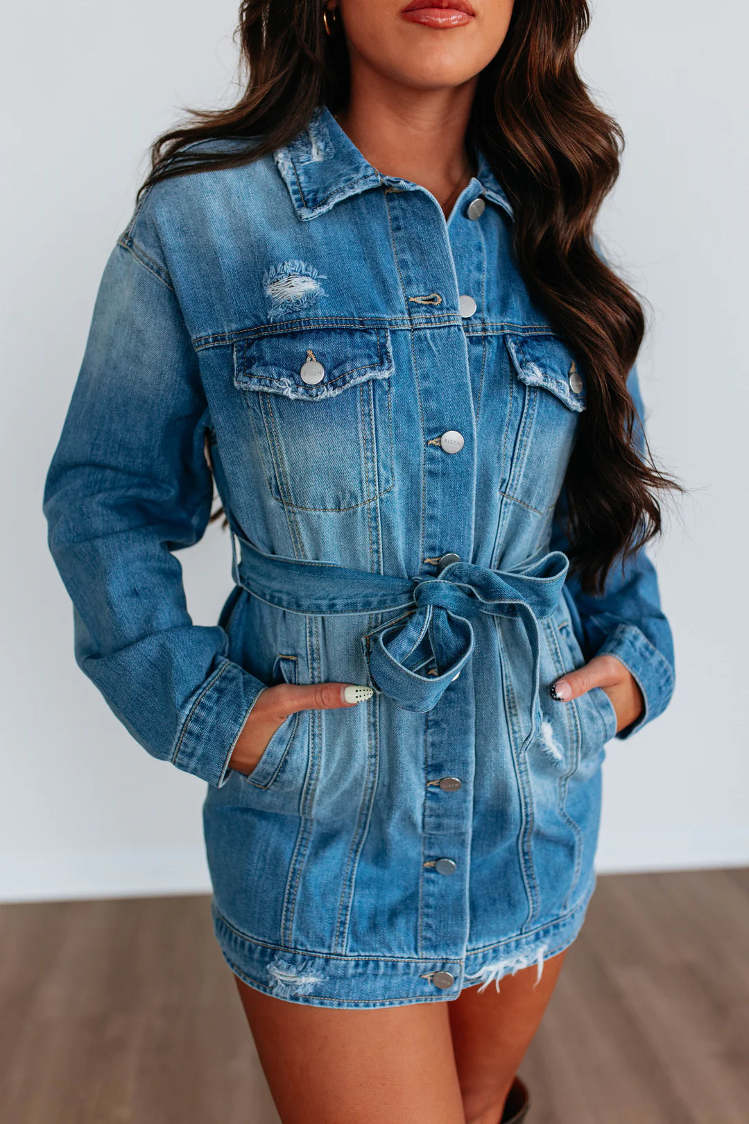 Womens Retro Street-Style Loose Ripped Denim Jacket - Image 6