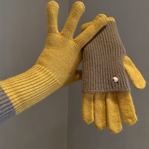 Dual-Use Colorblock Knitted Wool Gloves In The Maillard Style