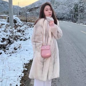 Women's Cross-Design Mink Fur CoatFull-Fur Integrated Design