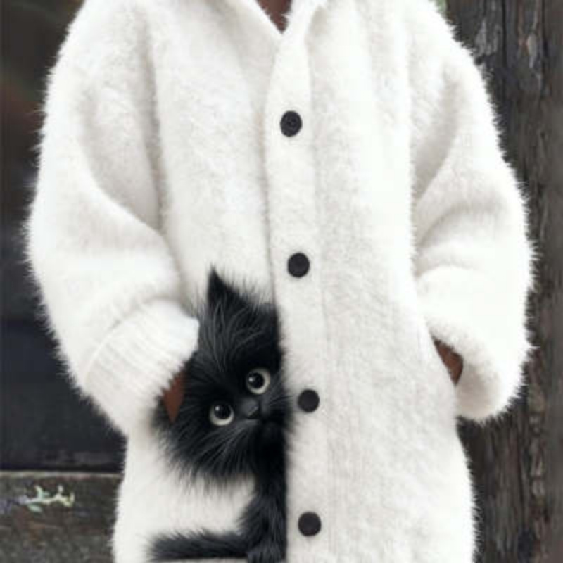 Plus-size Womens Printed Hooded Sweatshirt Jacket