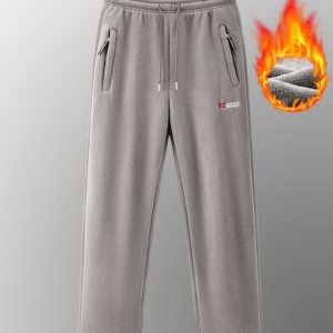 Men New AutumnWinter Fleece Lined Padded Norwegian Style Thermal Pants In American And European Sizes