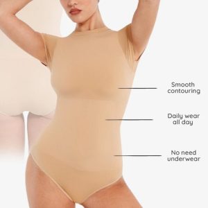 Seamless Short Sleeve Waist And Abdomen Shaping Hip Briefs Bodysuit