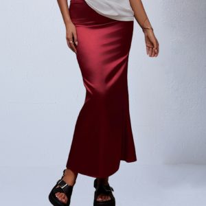 Autumn New Satin Mermaid Bodycon Skirt For Women
