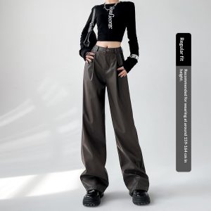 Womens Stylish Casual High-waisted Slimming Wide-leg Pants