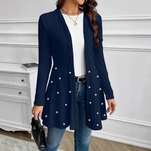 Elegant And Stylish Temperament Commuting Beaded Heavy-duty Knit Cape Jacket