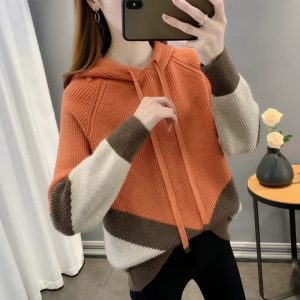 Stylish  Western-style Knitted Hoodie For Women