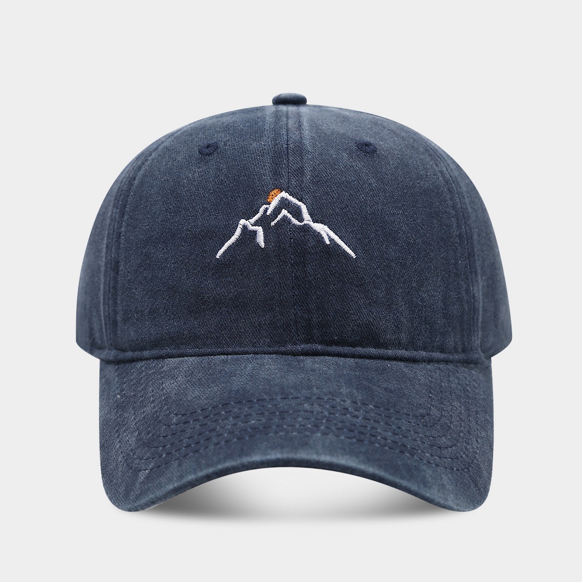 New Mountain Peak Sunset Embroidered Washed Baseball Cap - Image 4