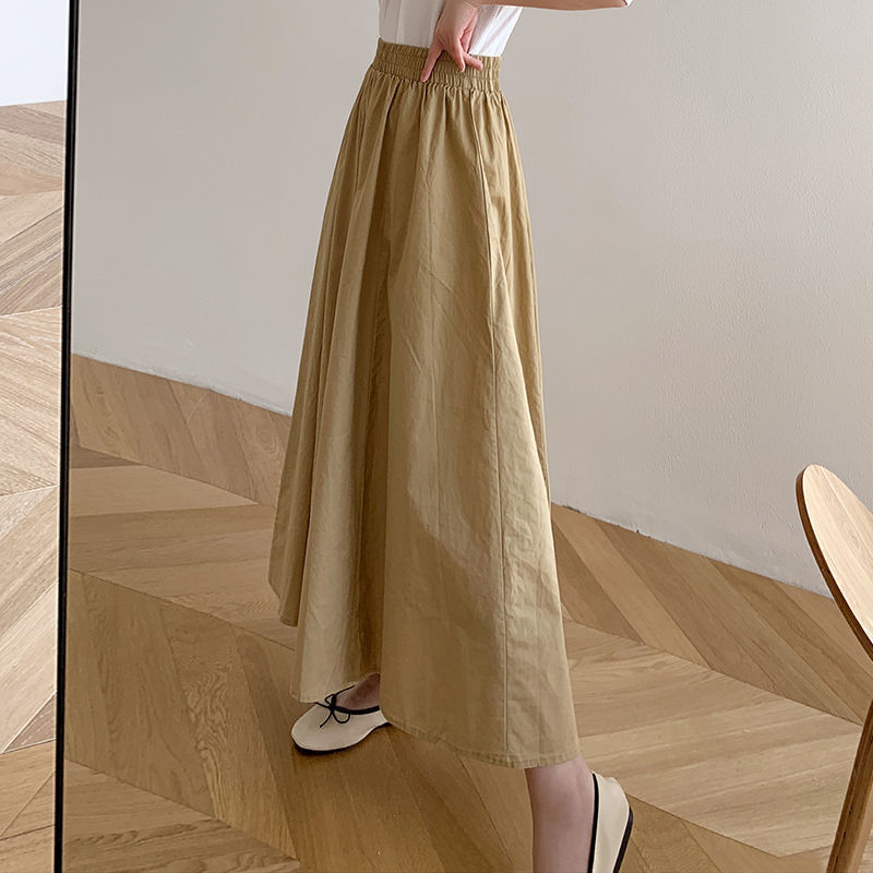 Womens Casual Solid Color Midi Skirt - Image 4