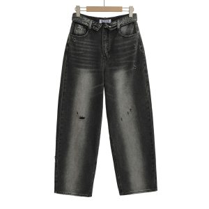 Niche High-waisted Wide-leg Pants With A Curled Hem For Women