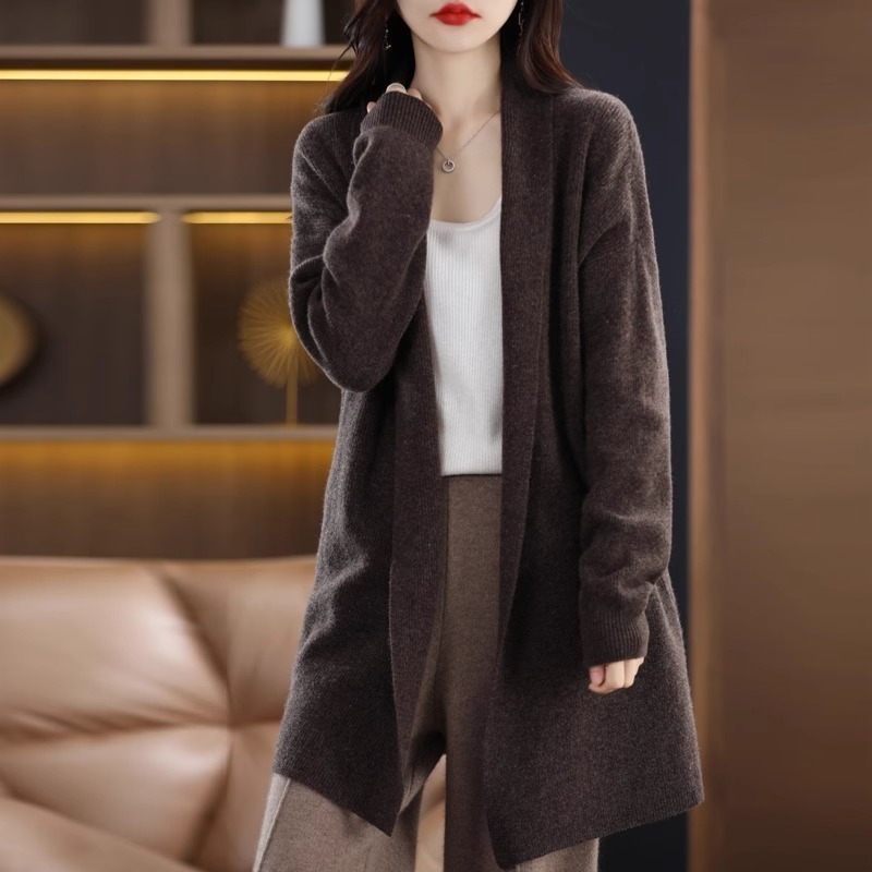 Womens Stylish Loose-fitting Mid-length Knit Cardigan - الصورة 7