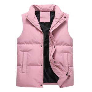 Womens Solid-Color Casual Padded Warm Vest
