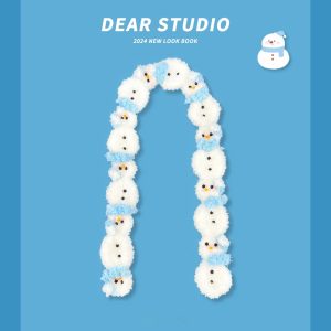 Hand-knitted Coral Fleece Snowman Scarf For Women