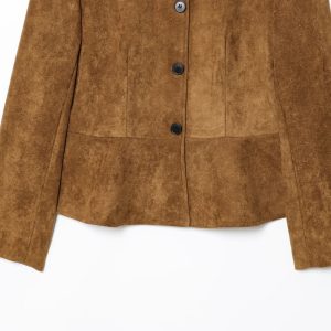 Womens Crew-Neck Long-Sleeve A-Line Hem Jacket Coat