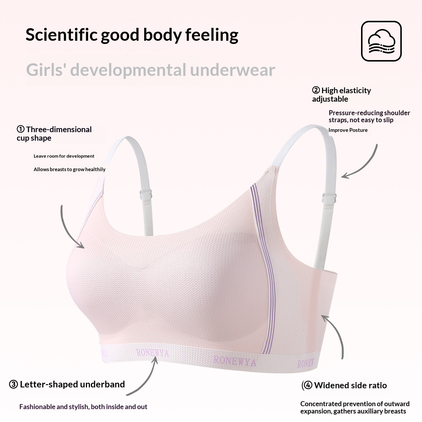 Bra For Developing Girls Wireless Thin Breathable Semi Fitted Sports Vest - Image 3