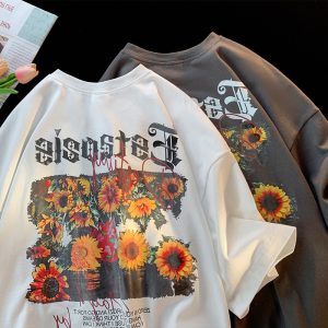 Womens Relaxed-fit Retro Casual Short-sleeve Top