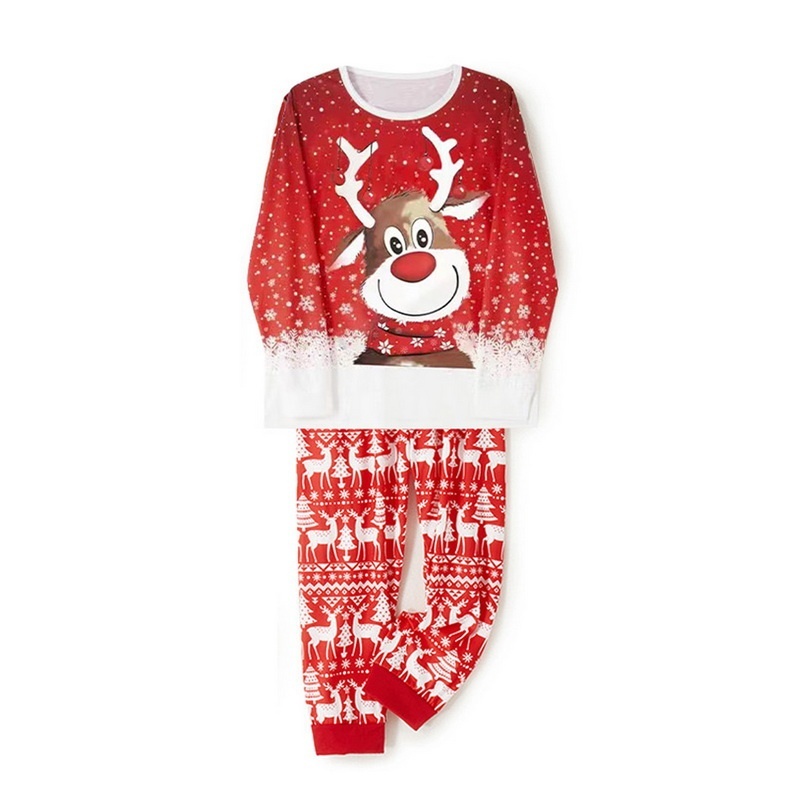 Parent-Child Two-piece Suit Elk Printing Pajamas Suit Homewear - الصورة 6