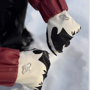 Crocodile-Grain Flame-Contrast Sheepskin Gloves For Winter