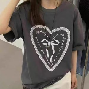 Womens Loose-fitting Crew-neck Short-sleeve Top