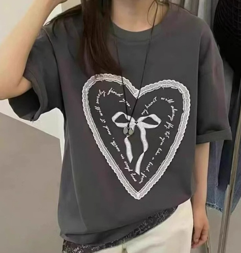 Womens Loose-fitting Crew-neck Short-sleeve Top - الصورة 5