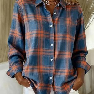 Willowbrook Plaid Long Sleeve Work Blouse