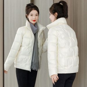 Womens Short StandUp Collar Padded Down Jacket With Cotton Padding
