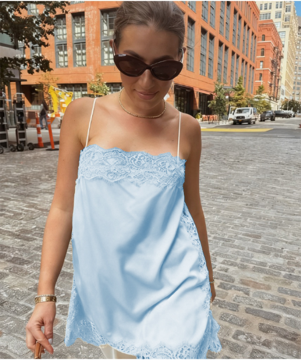 Lace-Trimmed Solid-Color Womens Sexy Strappy Top In A Sassy Chic Style - Image 6