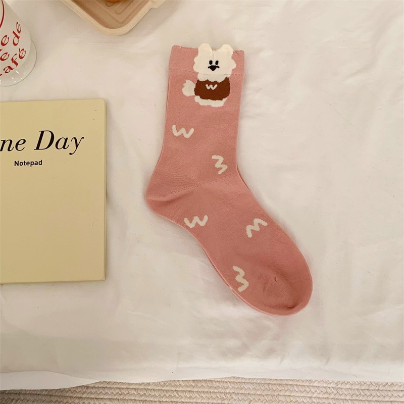 Japanese-style Polka-dot Patchwork Pure Cotton Long Socks - Image 9