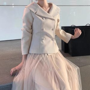 Korean-style Elegant Waist-cinching Figure-flattering Double-breasted Blazer
