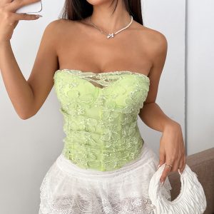 Womens Stylish Embroidered Form-fitting Tube Top