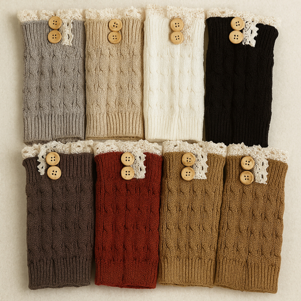 Loose-fitting Buttoned Ankle Socks With Lace Trim