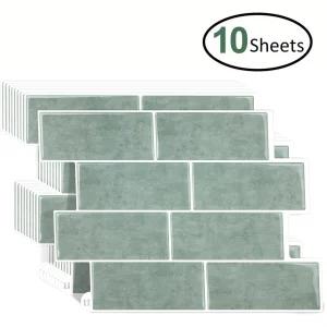10 Pieces Premium Waterproof Wallpaper 3D Peel and Stick Subway Wall Tile Sticker for Kitchen & BathroomChildren's Room
