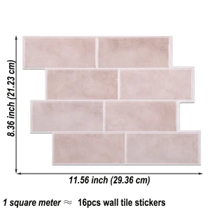 10 Sheets Peel and Stick Wallpaper Waterproof Subway 3D Wall Tile Sticker Easy to Install Big Size Wall Sticker for Home Decor