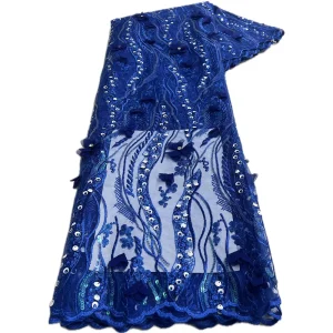 Nigerian Sequins Lace Fabric 2025 High Quality African Lace French Tulle Sequin Embroidery Lace Fabrics For Party Dress