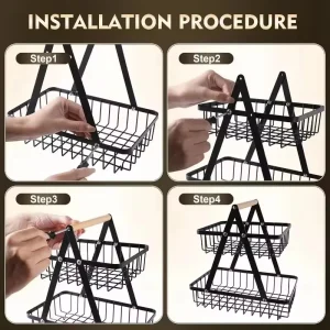 2025 New 2 3 Tiers Countertop Fruit Basket Portable Iron Art Kitchen Organizer for Fruits Bread Snacks Storage Rack