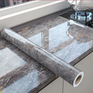 Thick Oil Proof Wall Stickers Waterproof Foil Wallpaper Marble Self Adhesive Removable Contact Paper for Bathroom Decor Kitchen