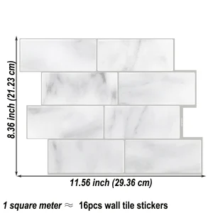 10 Sheets Peel and Stick Wallpaper Waterproof Subway 3D Wall Tile Sticker Easy to Install Big Size Wall Sticker for Home Decor