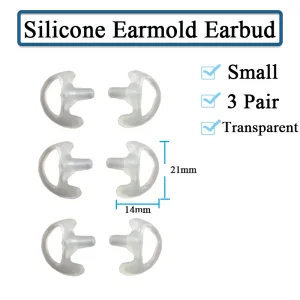 3-Pair Silicone Earbud for Universal Walkie Talkie Radio Air Acoustic Coil Tube Earpiece Headphone Earmold White Black S M LSize