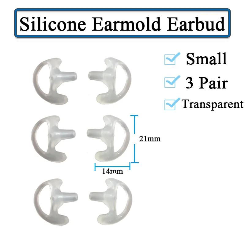 3-Pair Silicone Earbud for Universal Walkie Talkie Radio Air Acoustic Coil Tube Earpiece Headphone Earmold White Black S M LSize - Image 18