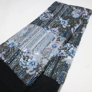 Nigerian Sequins Lace Fabric 2025 High Quality African Lace French Tulle Sequin Embroidery Lace Fabrics For Party Dress