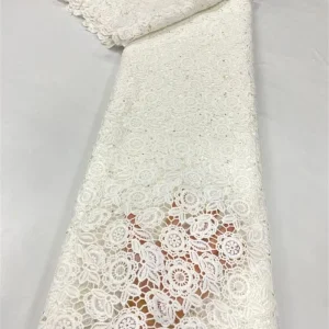 2025 African Nigerian High Quality Embroidery Lace Fabric Water Soluble  Tulle Wedding Party Dress Guipure Sequins 5Yards JL517