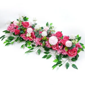 100cm Luxury White Rose Artificial Flower Row Wedding Table Centerpiece Flowers Backdrop Wall Arches Decor Party Stage Floral